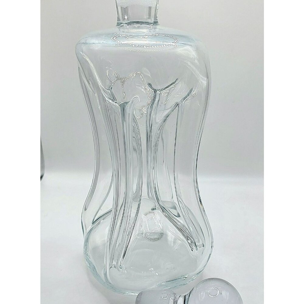 VTG Holmegaard Kluk Alcohol Decanter Danish Stopper Pinch Art Glass Blue Tint - Picture 4 of 15
